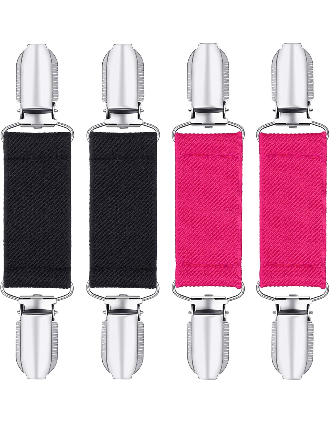 Blulu 4 Pieces 5 inch Mitten Clips Stainless Steel Gloves Cap Clips Short Elastic Clips for Fixing Gloves Coat Mattress