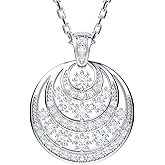 THELANDA Genuine Moissanite Sterling Silver Moon and Sun Round Plain Pendant Necklace, Adjustable 18-20 Inch Chain with Lobster Clasp, Fine Jewelry Gift for Women