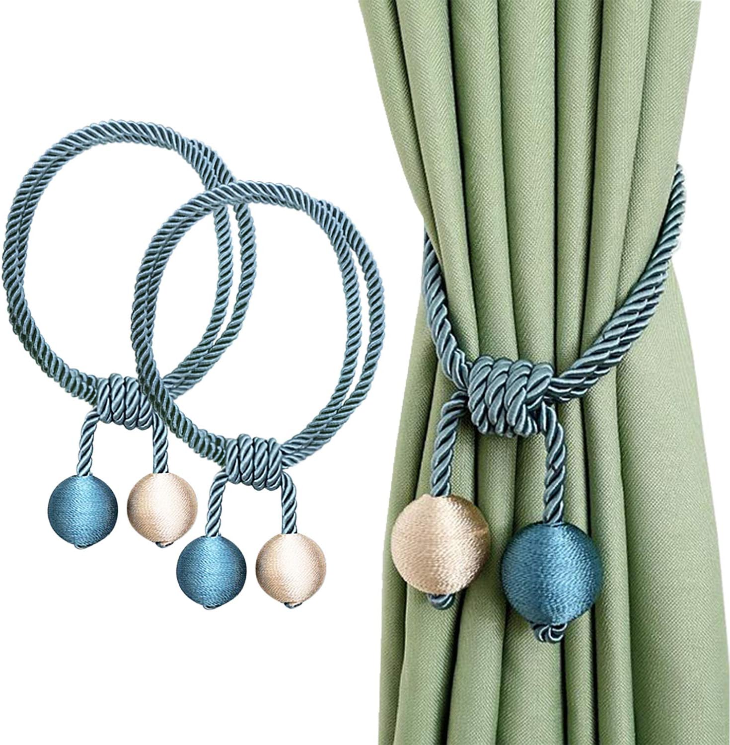 YHmall 2 Pack Hand Knitting Curtain Rope Tie backs, Curtain Holdbacks