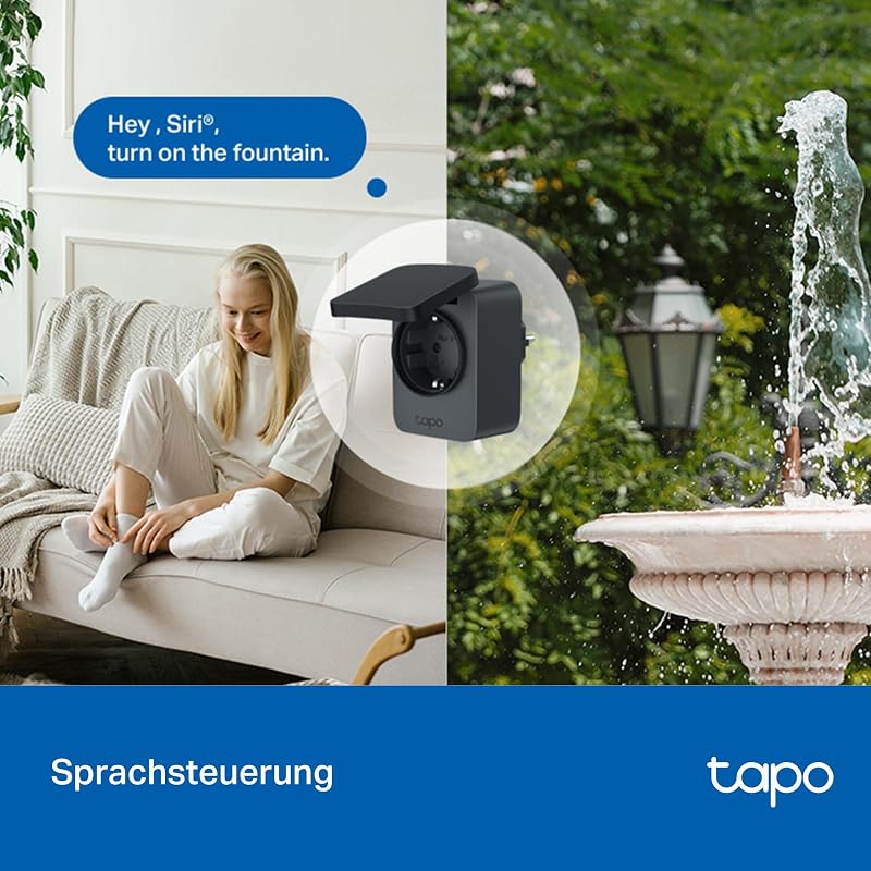 P410M WLAN Outdoor Steckdose, Smart Home Plug mit Stromzähler, IP54, funktioniert mit Alexa, Google Assistant, Siri, SmartThings & Matter, Fernsteuerung, Zeitplan, 2,4 GHz, 3680W/16A