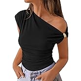 PRETTYGARDEN Womens Summer Off The Shoulder Crop Tops Ribbed Going Out Fitting T Shirts Trendy Spring Y2k Clothes 2026