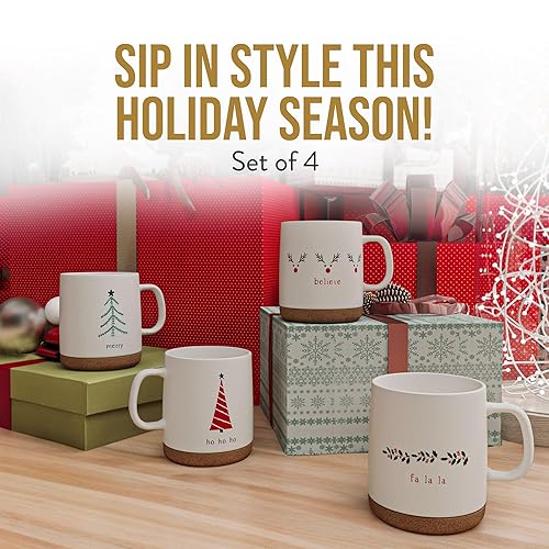 American Atelier 15 Oz Stoneware Christmas Mug Set (Set of 2) - Cork Bottom  Coffee & Tea Cups, Holiday-Themed Hot Chocolate Mugs for Home in Saudi  Arabia | Whizz Mug Sets
