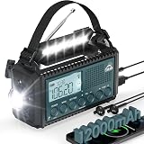 Roxicosly 12000mAh Wind Up Solar Radio with Phone Charger AM/FM/SW LED Torch