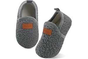 XIHALOOK Toddler Boys Girls House Slippers with Microfleece Lining Cozy Household Shoes Non-slip for Kids