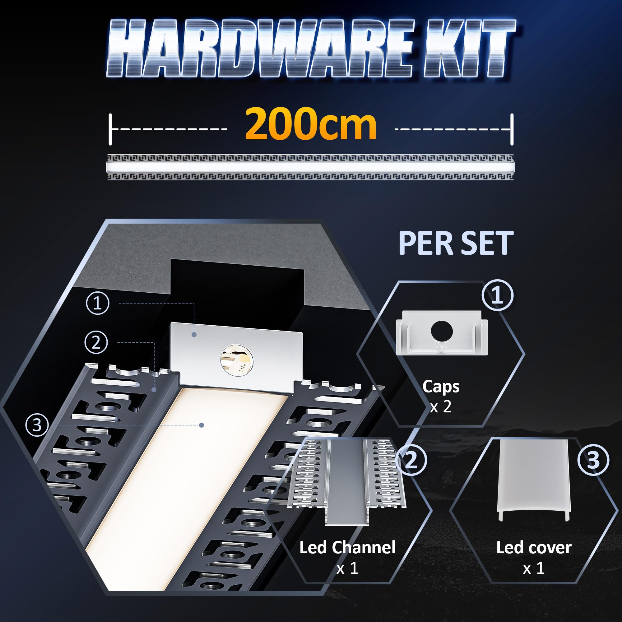 10× LED Trockenbauprofil 2M für 20mm LED Streifen – Aluminium Unterputzprofil für Trockenbau, kompatibel mit Philips Hue & Groove, Decke Wand indirekte Beleuchtung (LED Drywall Profile -2M, 10) 6
