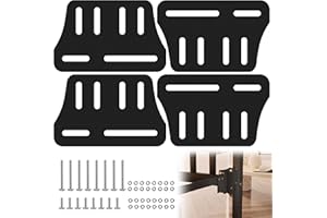 YUEYIN Headboard Adapter Bracket for Connecting and Adjusting Bed Frame Width | Upgraded with 6 Widened Holes | Anti-Loosening Washers | for Bed Frame Renovation and DIY | Black, 4 Pieces