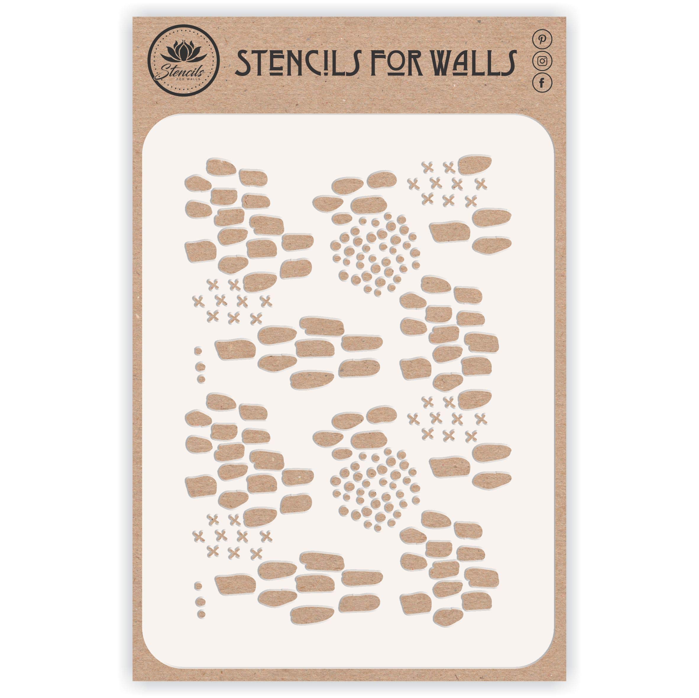Abstract Pattern Layering Stencil, 11.43 x 16.51 cm - Stencils for Walls Original Stones Noughts Crosses and Stones Stencil Mask use to Add Texture, Design and Accents to Mixed Media Backgrounds