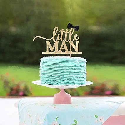 Little Man Cake Topper Baby Shower Boy Gold Cake Topper With