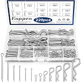 Eoppen 220Pcs Cotter Pins Assortment Kit 304 Stainless Steel 13 Sizes Cotter Pins &amp; R Clips Cotter Pin Set for Hitch Pin Lock Systems