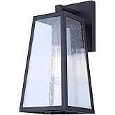 Canarm Coralea 1-Light Outdoor Lantern, 13-Inch Black Wall Mount with Seeded Glass, Modern Durable Weather-Resistant Lighting