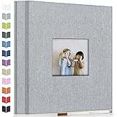 Artfeel Photo Album Self Adhesive Scrapbook Album for 3x5 4x6 5x7 8x10 Pictures,40 Pages Linen Cover with Display Window DIY Photo Book,Ideal Gifts for Family Travel Wedding Baby