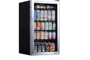 NewAir Beverage Refrigerator Cooler - 126 Cans Free Standing with Right Hinge Glass Door, Mini Fridge Beverage Organizer Perfect For Beer, Wine, Soda, And Cooler Drinks