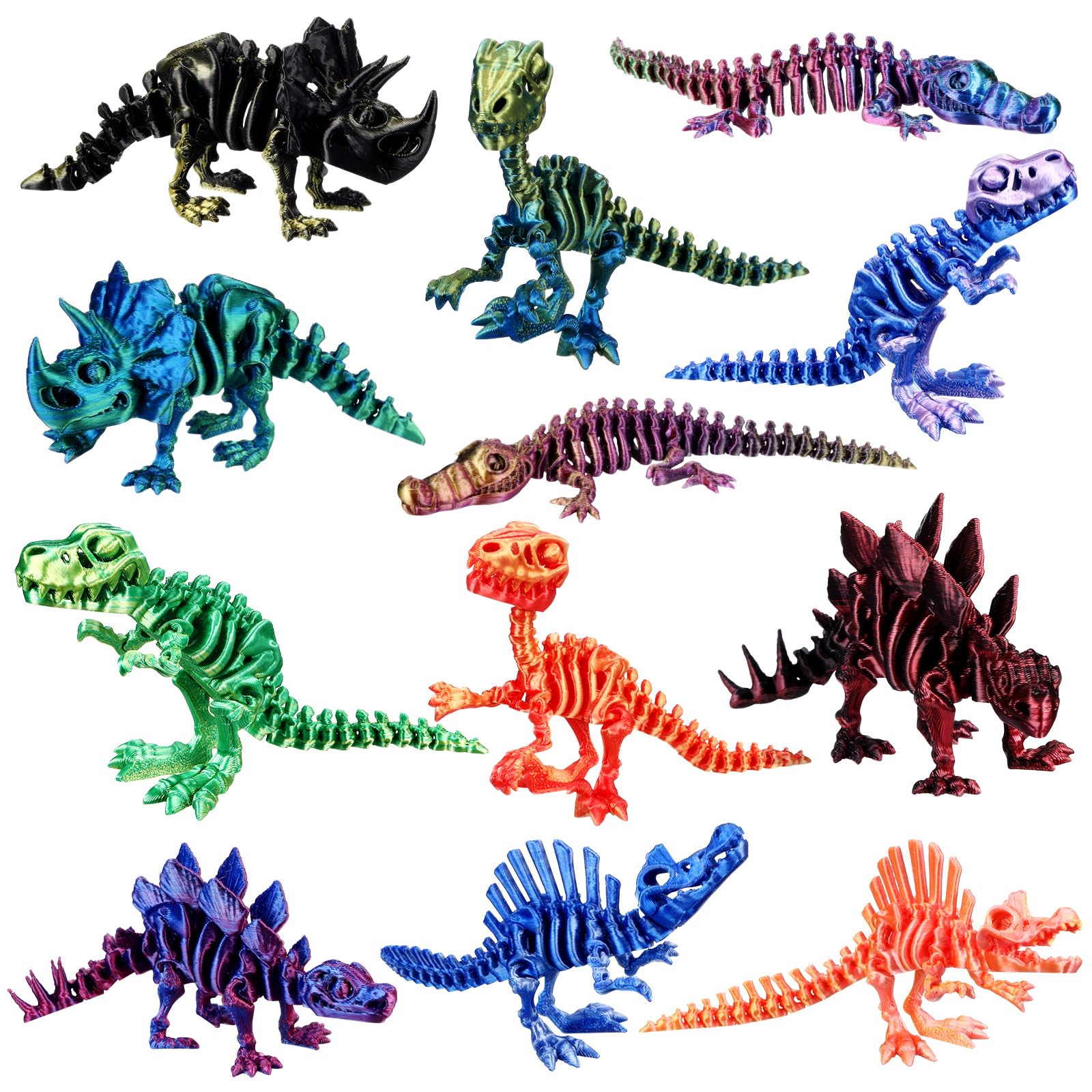Photo 1 of Honoson 12 Pcs 3D Printed Fidget Toy 3D Printed Dragon Small Animal Toy Flexible Halloween Christmas Decoration for Play and Display(8-10cm)