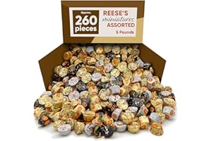 JO SWEETS ReesesPeanut Butter Cups Assortment - 5 Pounds Of Approx 260 Milk White Creme And Dark Miniature Cups - Bulk ReesesCups
