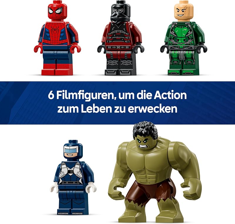 | Marvel Großer Showdown: Spider-Man vs. Hulk - Interaktives Spielzeug mit 4-stöckigem Bürogebäude, Actionfigur und 5 Minifiguren inkl. Scorpion - Geschenk für Jungen ab 8 Jahren und Fans - 76350