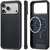 pitaka for iPhone 17 Pro Max Case 6.9", Military Grade Protective Case, Compatible with MagSafe, 600D Aramid Fiber Woven & TPU Combined, ProGuard - Black/Grey(Twill)