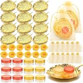 Shimeyao 60 Pcs Diwali Return Gifts Pooja Party Favors Gold Leaf Plates | Flower Round Containers, Indian Festival Bulk Favors for Guests, Decorative for Deepavali Puja Rituals