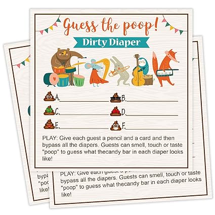 Amazon Com 25 Guess The Poop Fun Baby Shower Game Idea For Girl Or