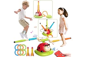 Engfa 3 In 1 Musical Jump, Toss Ring Game Toys, Stomping Launch Rocket Launcher for Kids Toys for Girls Boys 3-5, Sports & Outdoors Toys for Ages 5-7 with Remote Control Outside Toys for Kids Ages 4-8