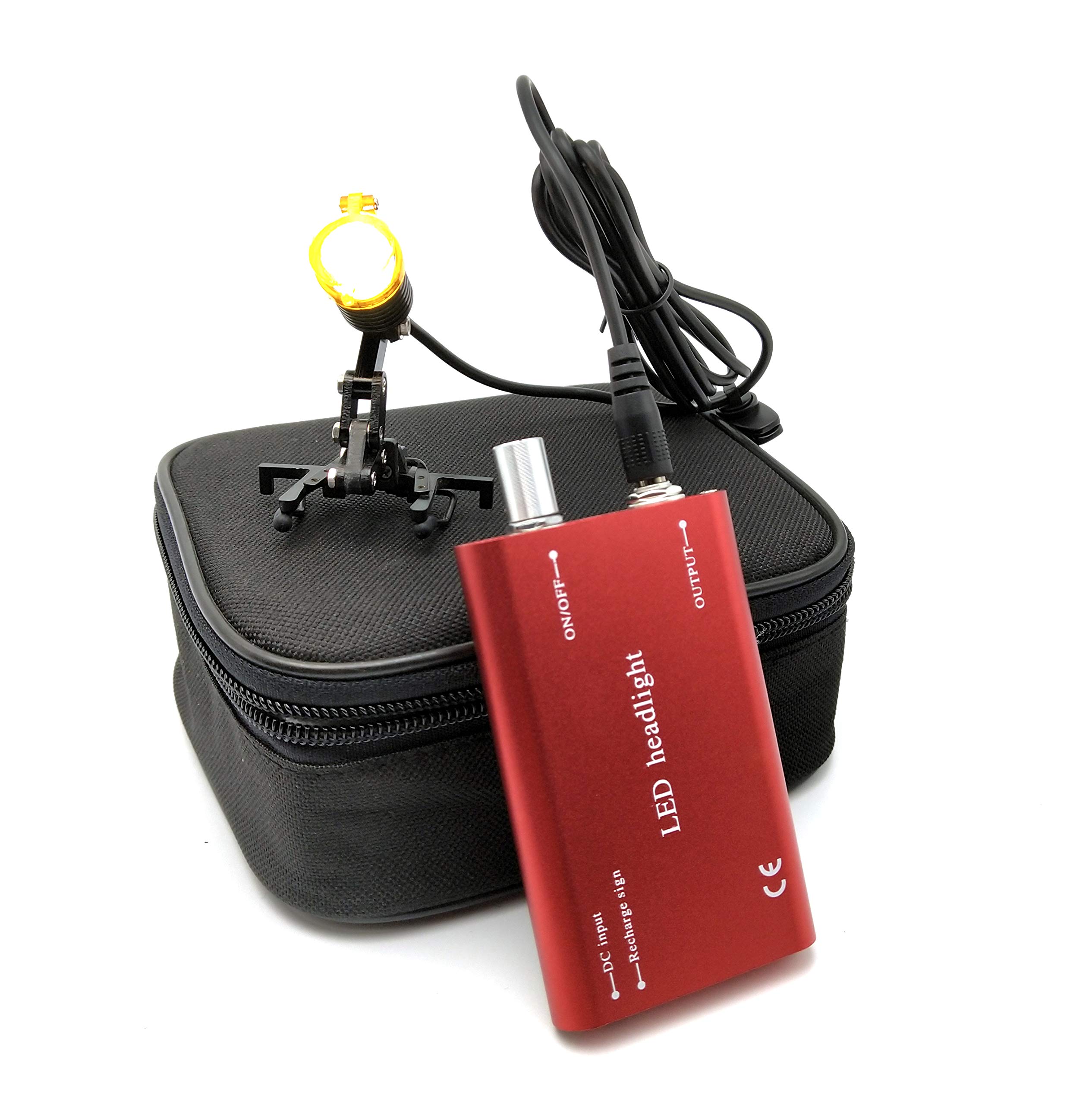 BONEW 3W LED Dental Surgical Head Light Lamp with Filter Clip-on Headlight Red Color