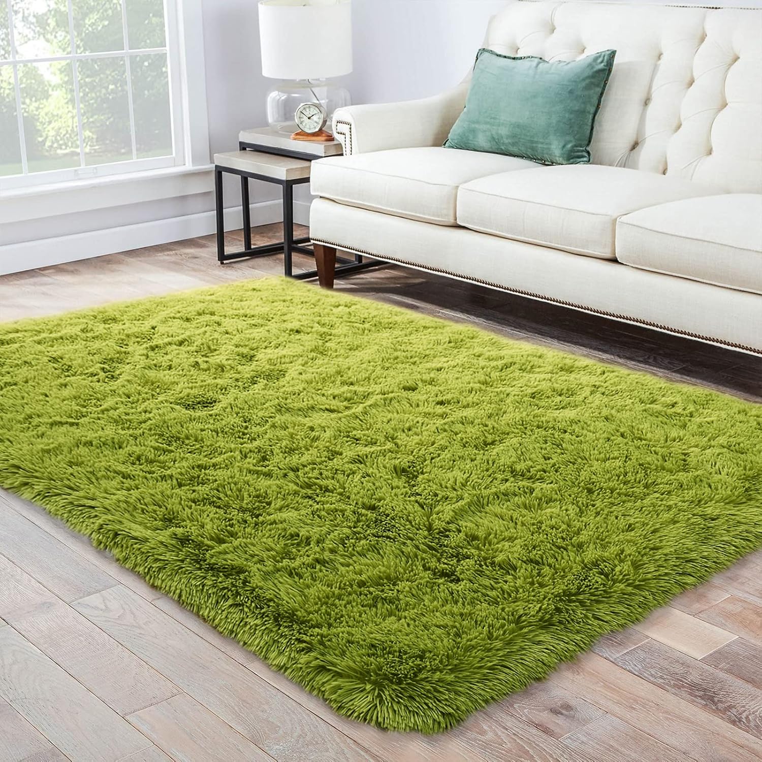 Abrighter Super Soft Area Rugs for Living Room, Fuzzy Thick Shaggy Area Rug Fluffy Carpet for Baby Kids Girls Boys Teen Nursery, Modern Decor Floor Bedroom, Plush Accent Comfy Mat Cozy 6x9 Green