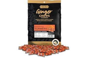 Bali's Best Ginger Chews, Soothing Turmeric Flavor, 250 Pieces, 2.2 Lb Bag, Individually Wrapped Soft Candy, Made with 100% Real Ginger, Digestive Health Support, Upset Stomach Relief, Halal