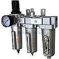 3 STAGE, HEAVY DUTY INDUSTRIAL GRADE FILTER REGULATOR COALESCING DESICCANT DRYER SYSTEM FOR COMPRESSED AIR LINES, METAL BOWLS, GREAT FOR PAINT SPRAY AND PLASMA CUTTER (3/4" NPT, AUTO DRAIN)