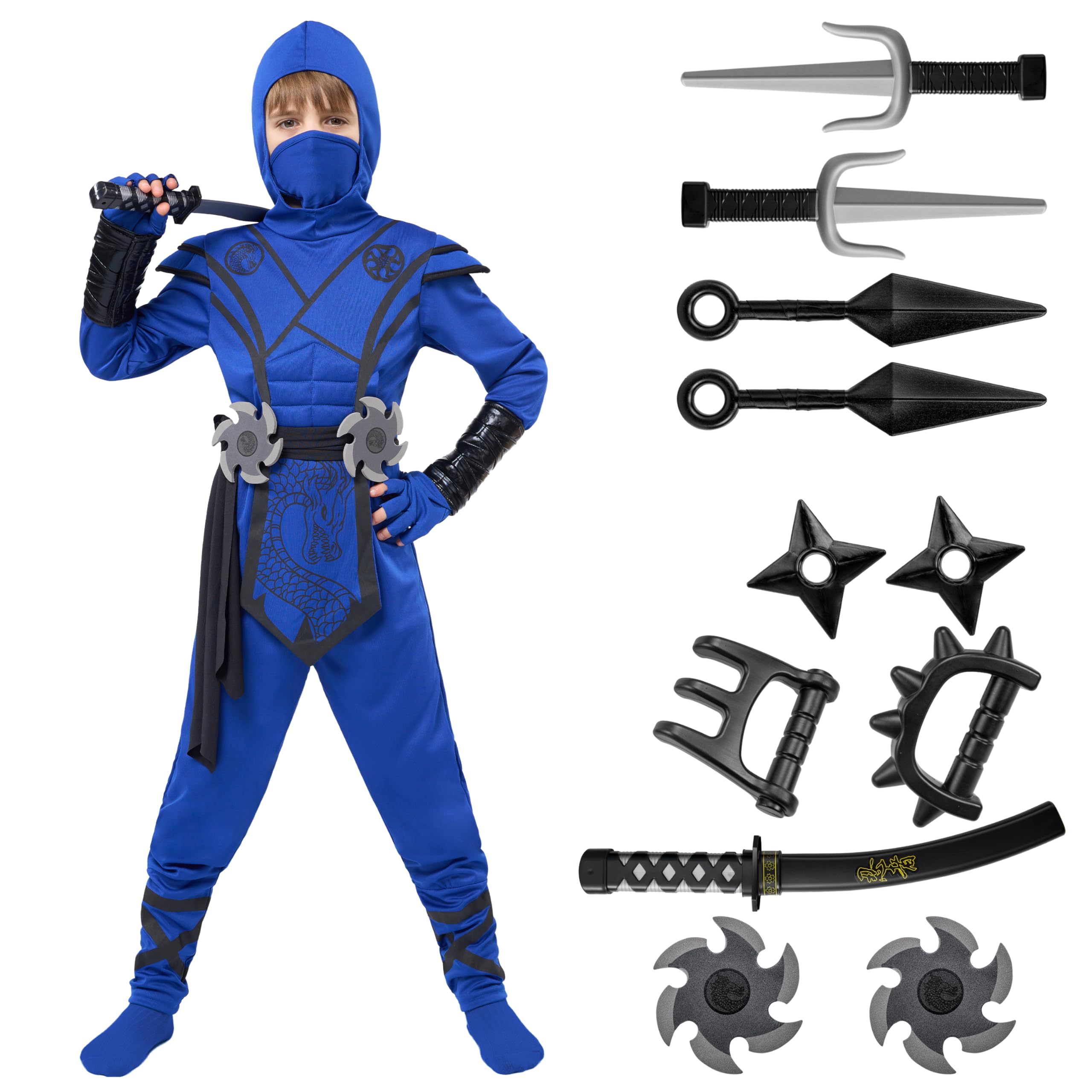 Spooktacular Creations Ninja Dragon Costume Outfit Set for Kids Halloween Dress Up Party, Carnival Costume — image 1