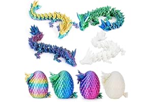 SHUWND 3D Printed Dragon Eggs – 4PCS Mini Articulated Baby Dragon Toys, Mystery 3D Fidget Dinosaur Eggs Set for Kids & Adults, Fantasy Desk Decor & Collectible Gifts
