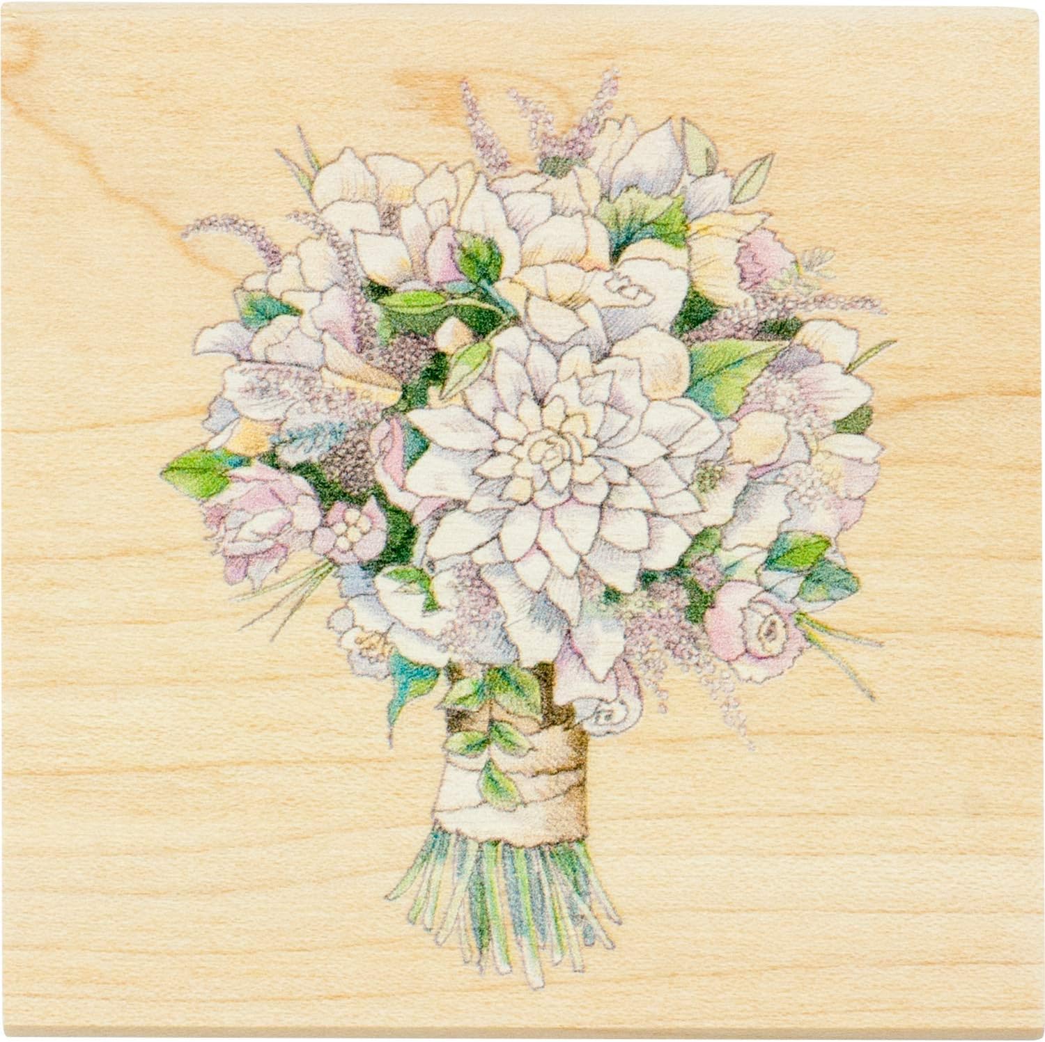 Inkadinkado Bridal Bouquet Mounted Rubber Stamp for Wedding Card Making and Scrapbooking, 3'' x 3'' x 1''