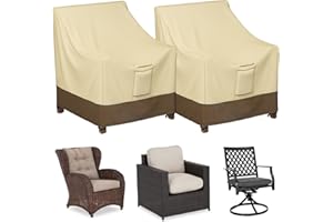 KIKCOIN 2 Pack Heavy Duty Waterproof Outdoor Patio Chair Covers, Universal-Fit Patio Chair Furniture Covers for Outdoor Swivel Rocking Chair, Medium Adirondack Chairs, Lounge Deep Seat (30"W x 37"D x 31"H)