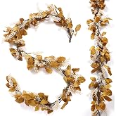 Thiccywoov Fall Garland Decor 6 ft Artificial Fall Berry Stems Floral Sticks Brown Leaf Garland Decorations for Home Autumn Thanksgiving Home Wedding Fireplace Party Farmhouse Outdoor Indoor