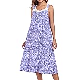 Viakeo Cotton Nightgowns For Women Long House Dress Soft Sleepshirts With Pockets S-3XL