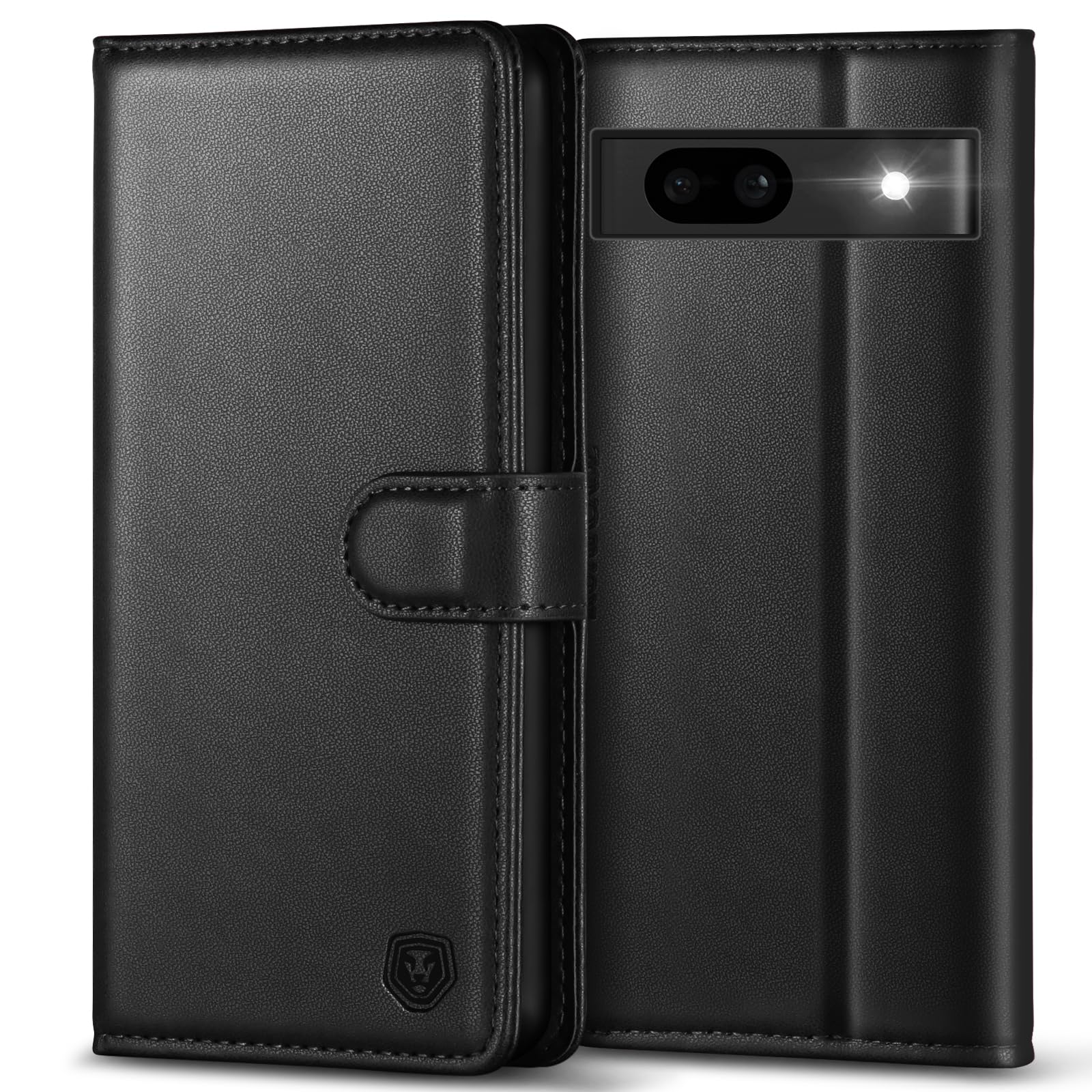 Kuafcase for Google Pixel 8a Case with 4 Card Slots Magnetic Closure Kickstand Shockproof Protective Phone Case for Google Pixel 8a - Black