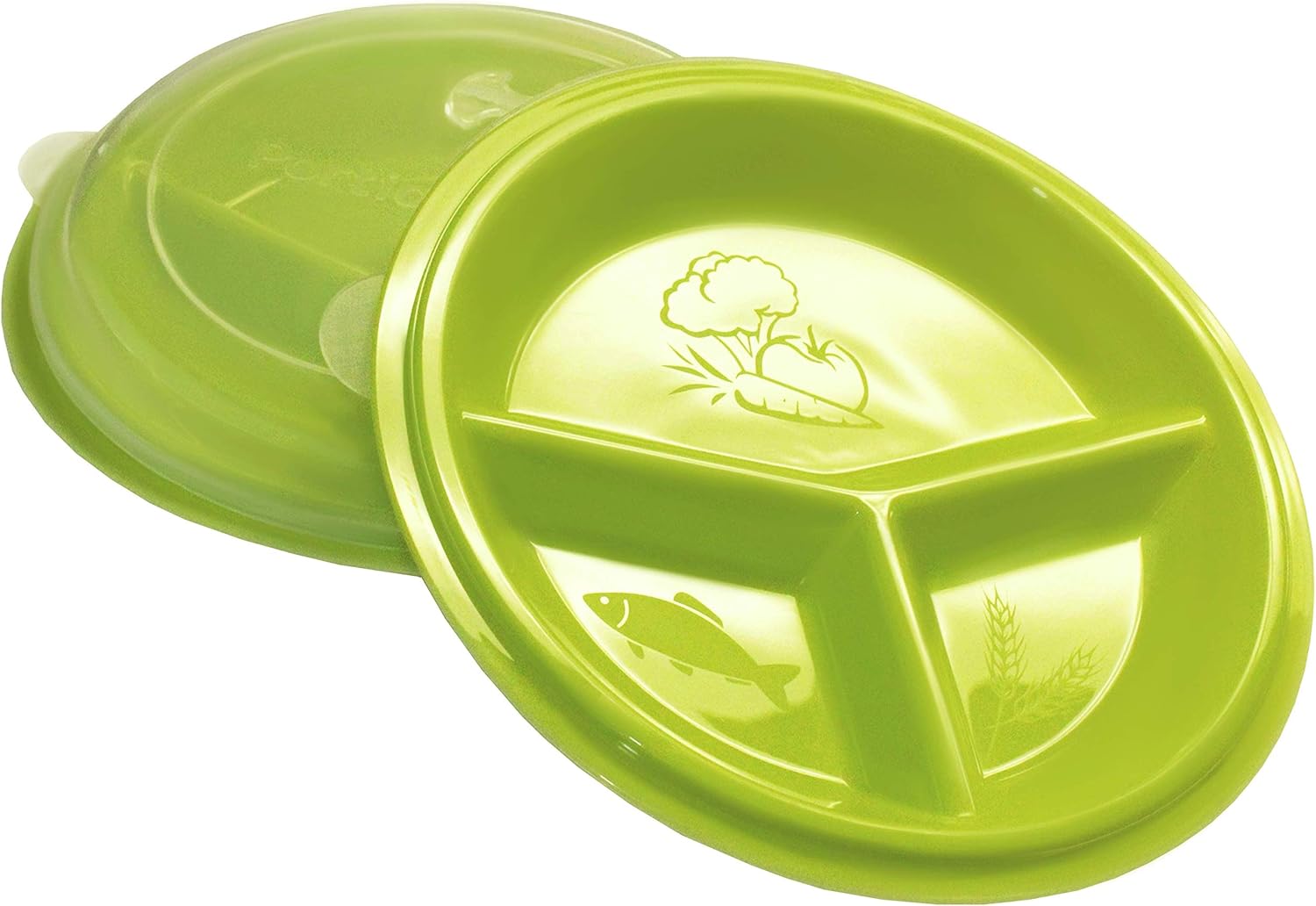 Rehabilitation Advantage 3 Compartment Portion Plate with Lid (Set of 2): Health & Personal Care