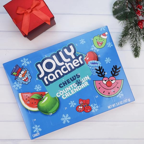JOLLY RANCHER CHEWS CANDY ADVENT CALENDAR, 2024 COUNTDOWN TO CHRISTMAS, INDIVIDUALLY WRAPPED, FRUIT-FLAVORED TREATS, 24 DAYS