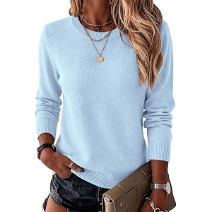 Zeagoo Womens Wool Blend Sweater Crewneck Long Sleeve Tops Fashion Clothing | Zeagoo Womens Wool Blend Crewneck Sweater Long