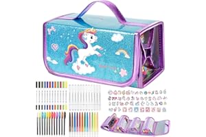 KONP 99PCS Unicorn Washable Markers for Kids with Glittery Pencil Case, Arts Crafts Drawing Set for Kids Ages 8-12, Unicorn Birthday Christmas Gifts for Girls 4 5 6 7 8 10 Years Old