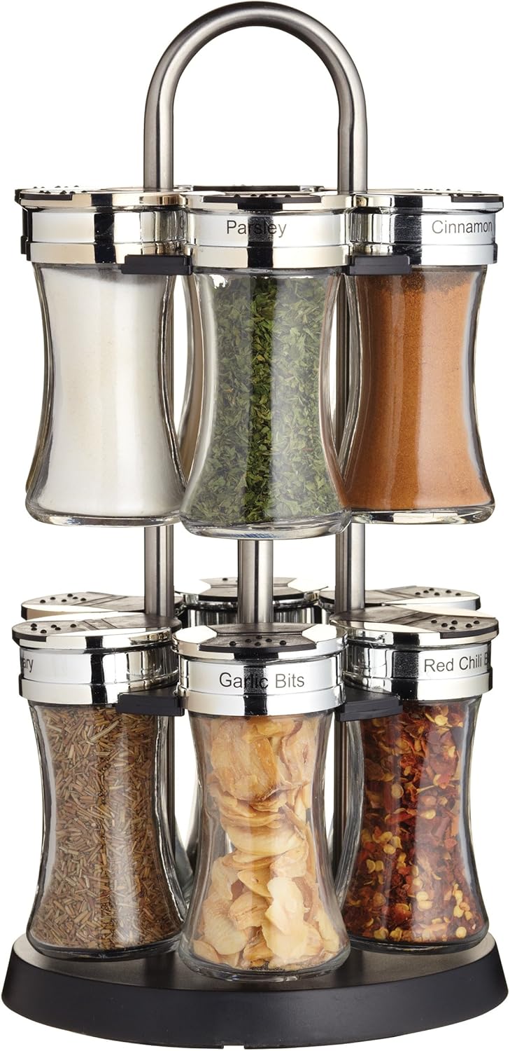 MasterClass 2Tier Revolving Spice Rack with Herbs and Spices Amazon.co.uk Kitchen & Home