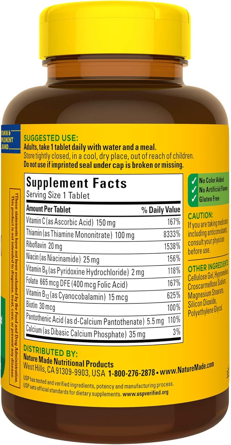 Nature Made Super B-Complex Tablets with Vitamin C, 250 Count for Metabolic Health† (Packaging May Vary): Health & Personal Care