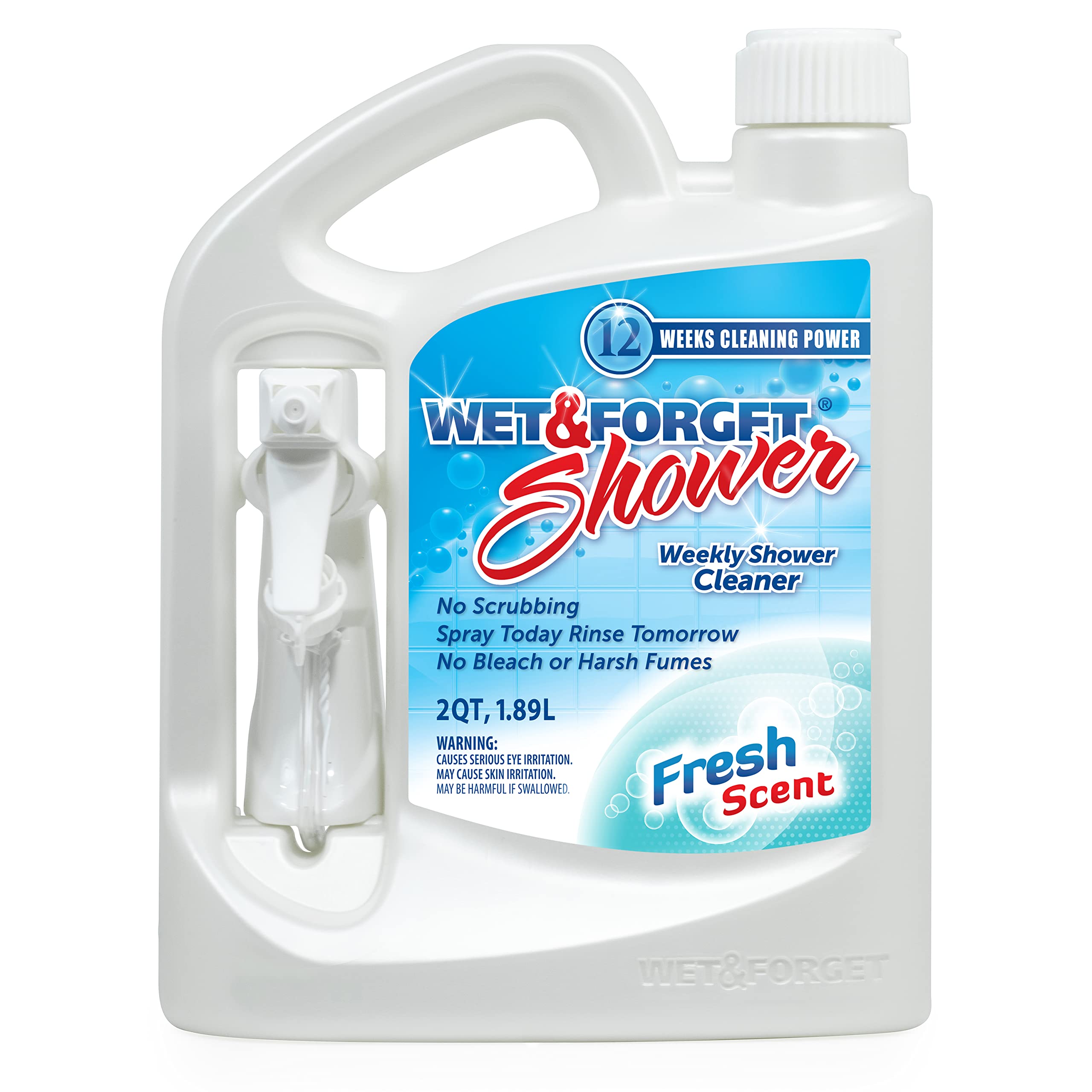 Photo 1 of Wet & Forget Shower Cleaner Spray Multi-Surface Weekly Application Requires No Scrubbing, Bleach-Free Formula, Ready to Use, Fresh Scent, 3 Months of Cleaning, 64 Fluid Ounces, 1 Pack