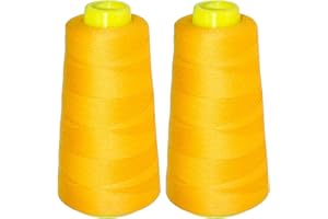 Mandala Crafts Mercerized Cotton Thread for Sewing Machine - 50 WT Cotton Threads for Quilting Thread - 2400 Yds Gold Thread Cotton Cone Thread for Serger Embroidery