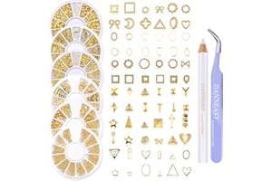 DANNEASY 3D Nail Charms Gold Nail Jewels Nail Art Charms Charms for Nails Metal Nail Studs Nail Jewelry for Acrylic Nails DIY Craft Nail Decoration (6 Boxes)