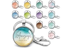 Equsion 24 Pcs Christian Keychains Mini Bible Verse Keyrings with Scripture Quote Religious Church Gifts for Christmas Family Staff (Classic)