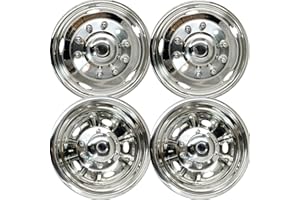 DEEBIOR 4pcs 19.5" Front Rear Stainless Steel Polished Dually Wheel Simulators for 2012-2025 Dodge Ram 4500/5500,10 Lug 5 Hand Bolt On Hub Caps,Nice Liners Wheel Covers with Bolt Kit for Ram 4500/5500 12-25