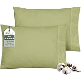 ROYALE LINEN 100% Organic Cotton Percale Pillowcases Set Of 2 - Standard Size Percale Pillowcase - Standard Set Of 2 Pillow Cover - Breathable, Cool &amp; Crisp Sage Green Pillow Cases (20"x26",SageGreen)