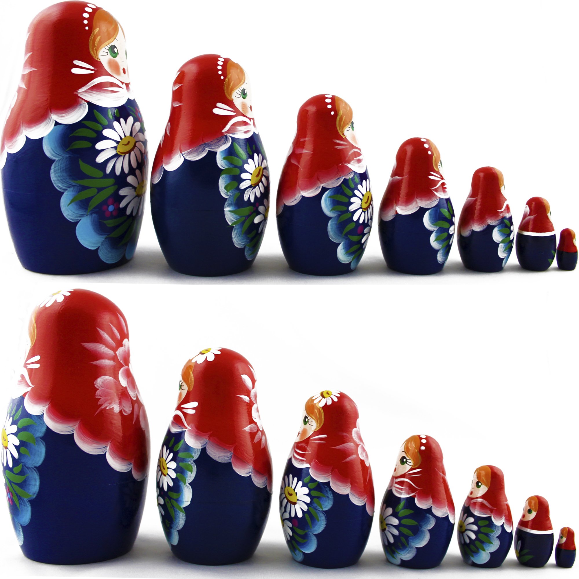 Matryoshka Matrioskas - 7 Russian Nesting Dolls for Kids - Babushka Matruska Toy Figure