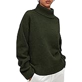 PRETTYGARDEN Womens Turtleneck Long Sleeve Sweater 2026 Fall Trendy Loose Fit Casual Tops Chunky Knit Pullover Sweaters
