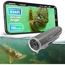 Syanspan Caméra de pêche sous-marine HD IP68 8 Go avec enregistrement sur carte TF et 24 LED réglables pour la pêche sur glace/ pêche sur lac 22,9 cm, 15M