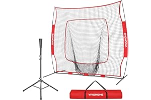 VIVOHOME Baseball Softball Batting Net - 7x7 Ft Baseball Backstop, Softball Practice Net for Hitting, Pitching, Throwing with Batting Tee and Carry Bag